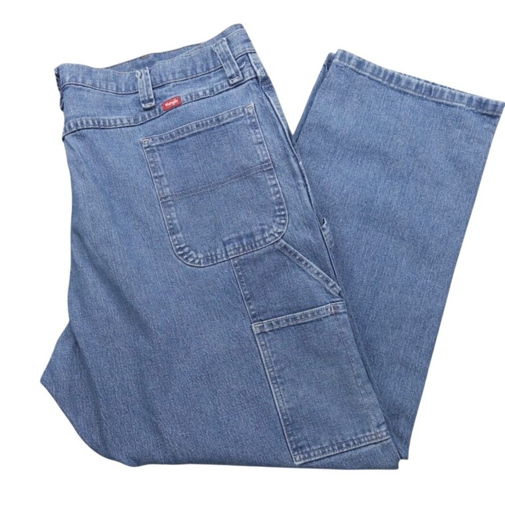 Wrangler Carpenter Jeans Mens 44x32 Blue Denim Workwear Utility Painter Pants 44
